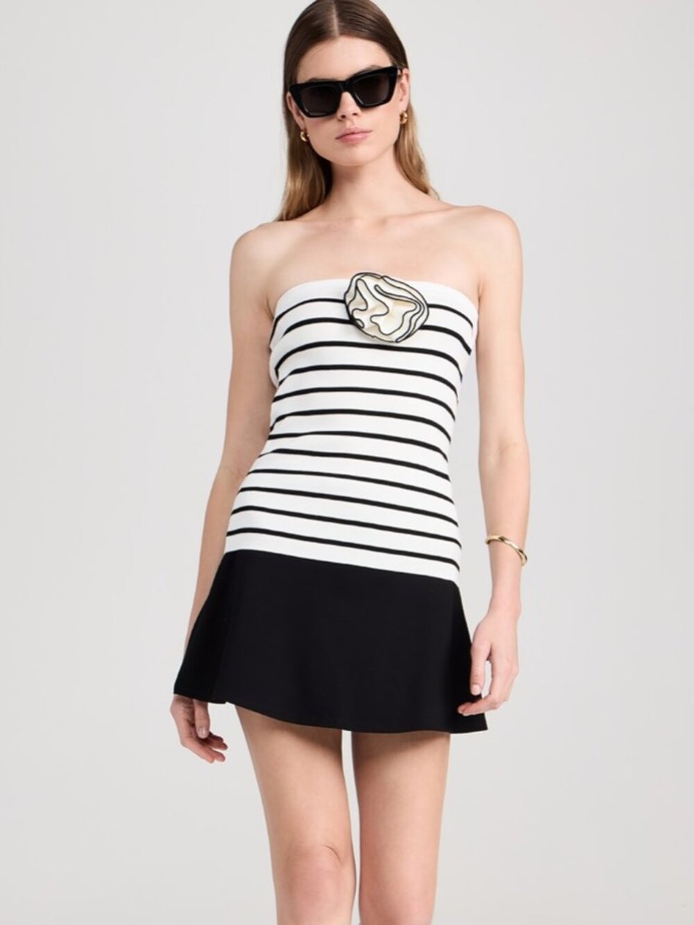 English Factory Striped Tube Top with Flower